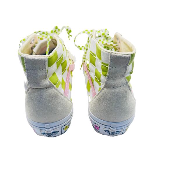 Vans X EM Holiday SK8-HI Pink Green Womens Sneakers 9.5 Checkerboard Preppy - Picture 6 of 11